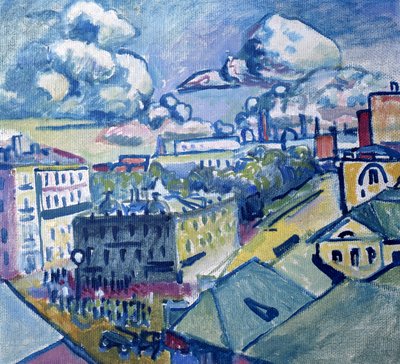 Zubovskij-Platz in Moskau vom Fenster aus gesehen von Wassily Kandinsky
